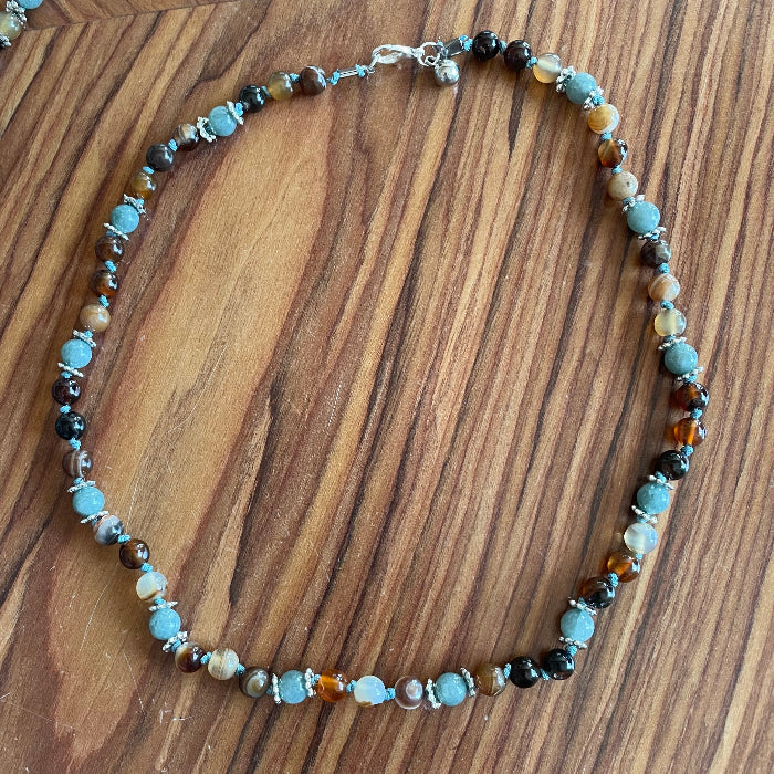 Collier en pierres natutrelles - pierres de jaspe et jade birman - bijoux cielo craft