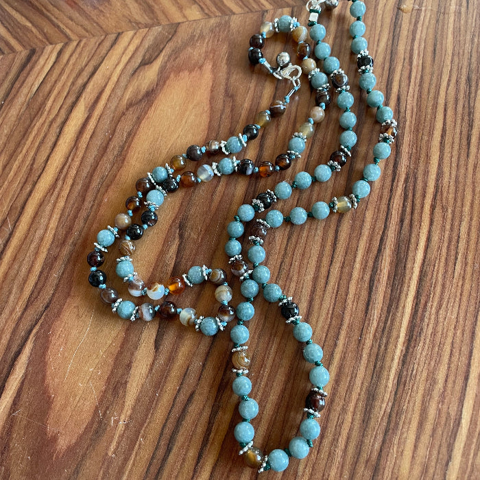 Collier en pierres natutrelles - pierres de jaspe et jade birman - bijoux cielo craft